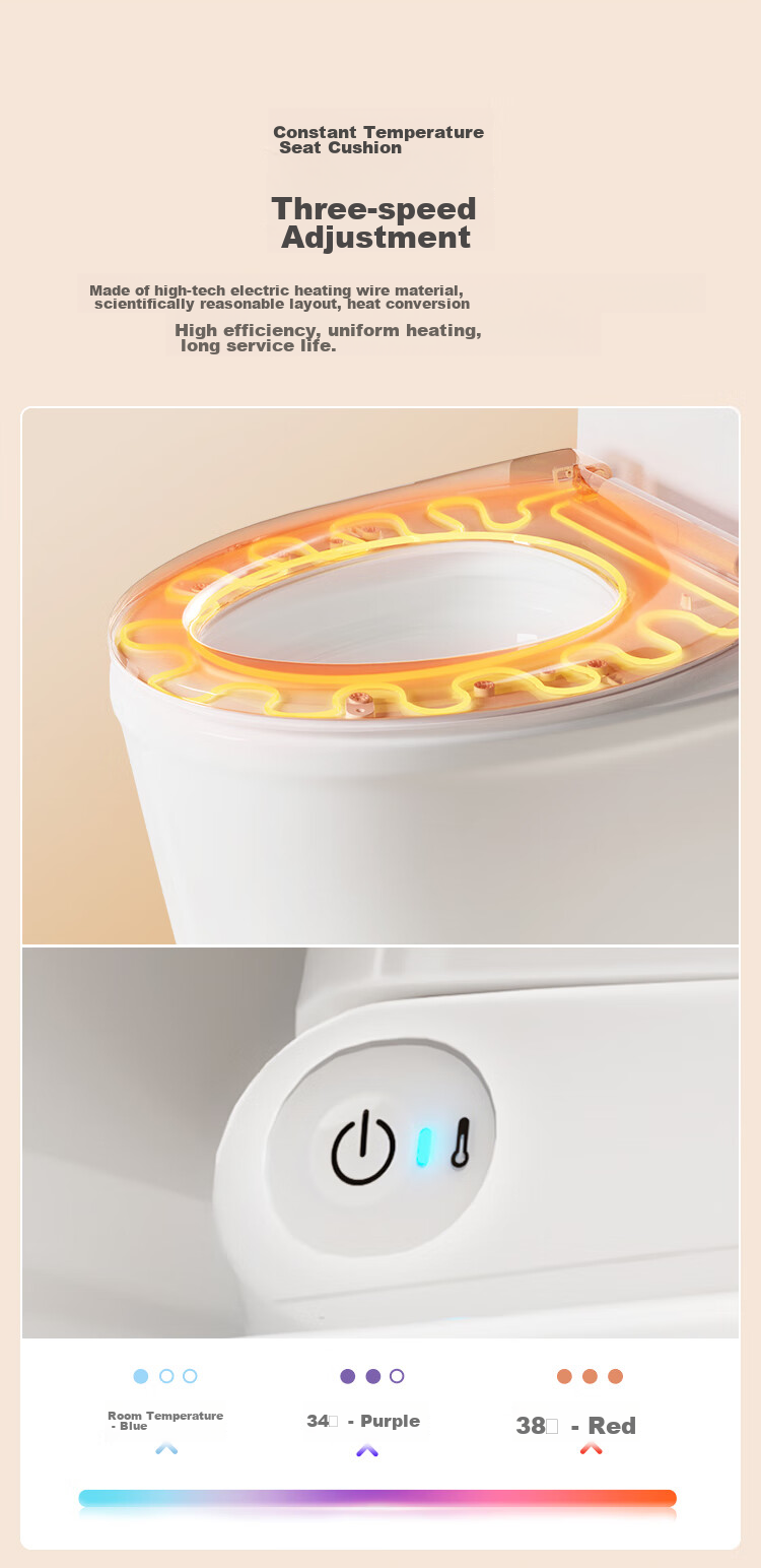 JD Original Smart Toilet Seat with Temperature Control, Single Heating Cover Plate, Heated Thickened Slow-Close Toilet Seat Cover 4