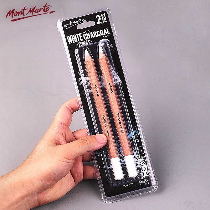 Mont Marte White Sketch Charcoal Pencils, 2-Pack, Art Charcoal Drawing Pencils, Sketching And Outdoor Drawing Highlighters, Specialized for Art Students, Thick Charcoal Pencils for Drawing, MPN0097 Art Sketching