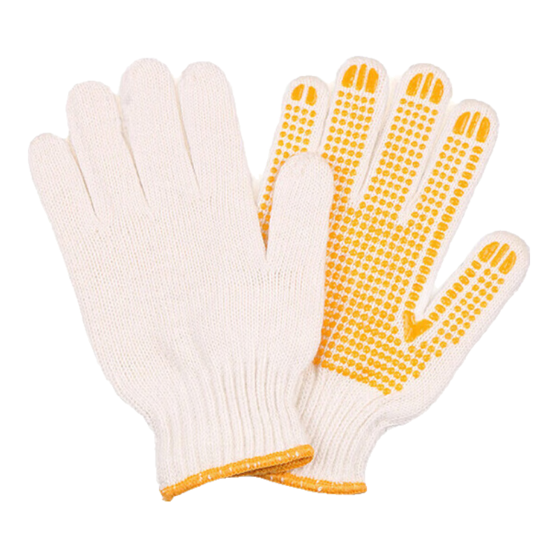 Gongpinxing Labor Protection Gloves, Dotted Work Gloves, Thickened Wear-Resistant Non-Slip Construction Site Work Gloves, Yellow Dotted Plastic, 60 Pairs