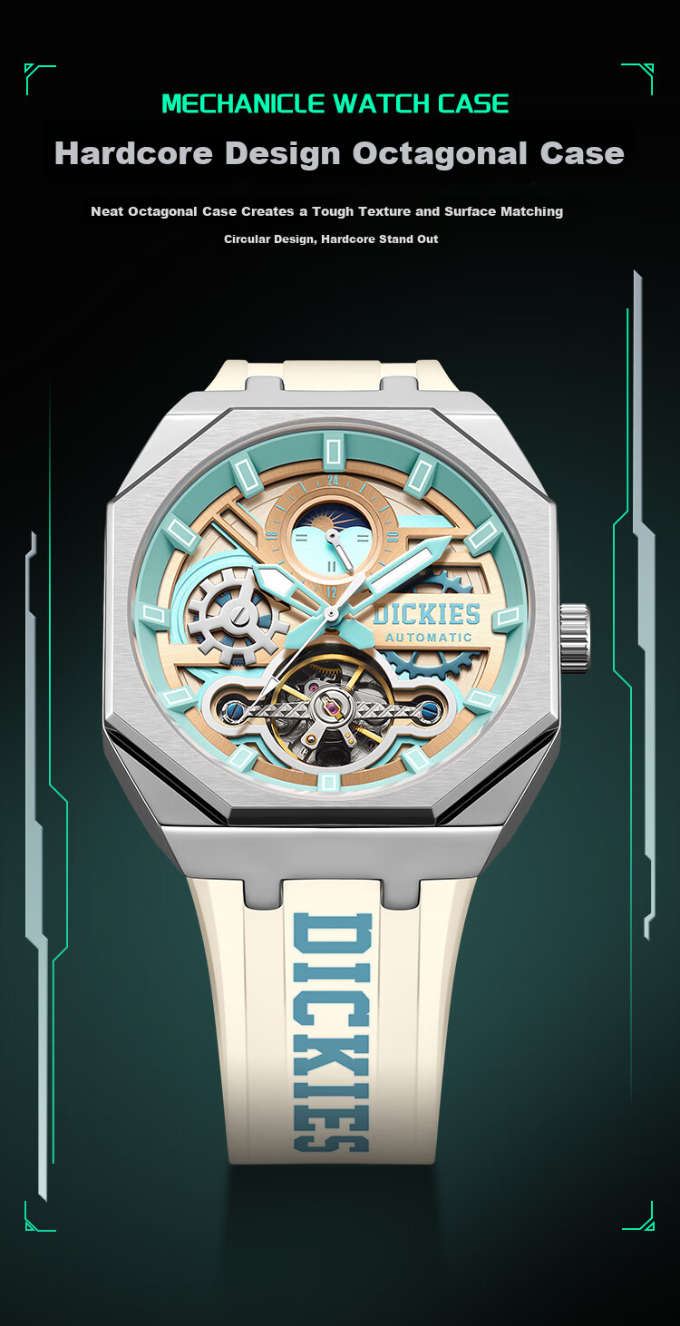 Dickies Mechanical Watch, Student Men's Fully Automatic Skeleton Luminous Watch, Mechanical Gift for Boyfriend, Valentine's Day Present, CL-485 4