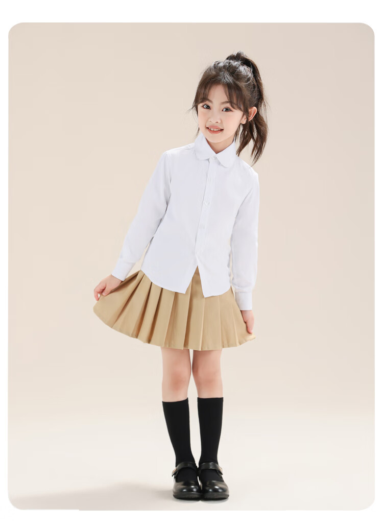 Yinuofang Children's White Long-Sleeve Shirt School Uniform Undershirt for Girls: White Long-Sleeve 170CM 13