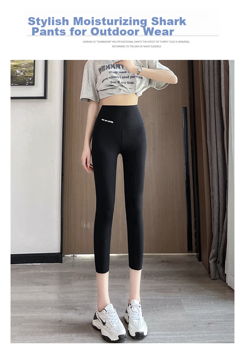 LangSha Shark Leggings for Women, Tight-Fitting High-Waisted Pants, Slimming Effect, Thin Yoga Leggings for Outer Wear 6