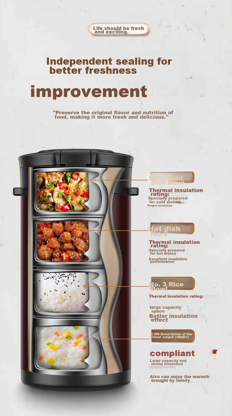 NRMEi Insulated Lunch Box 24-Hour Thermal Container Microwaveable Large Capacity Stainless Steel Bento Box 13