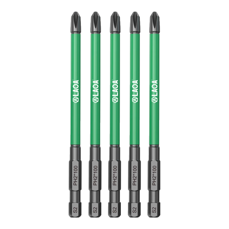 LAOA LA617003 PH2*100mm High Hardness Strong Magnetic Cross Screwdriver Bits 5-Pack
