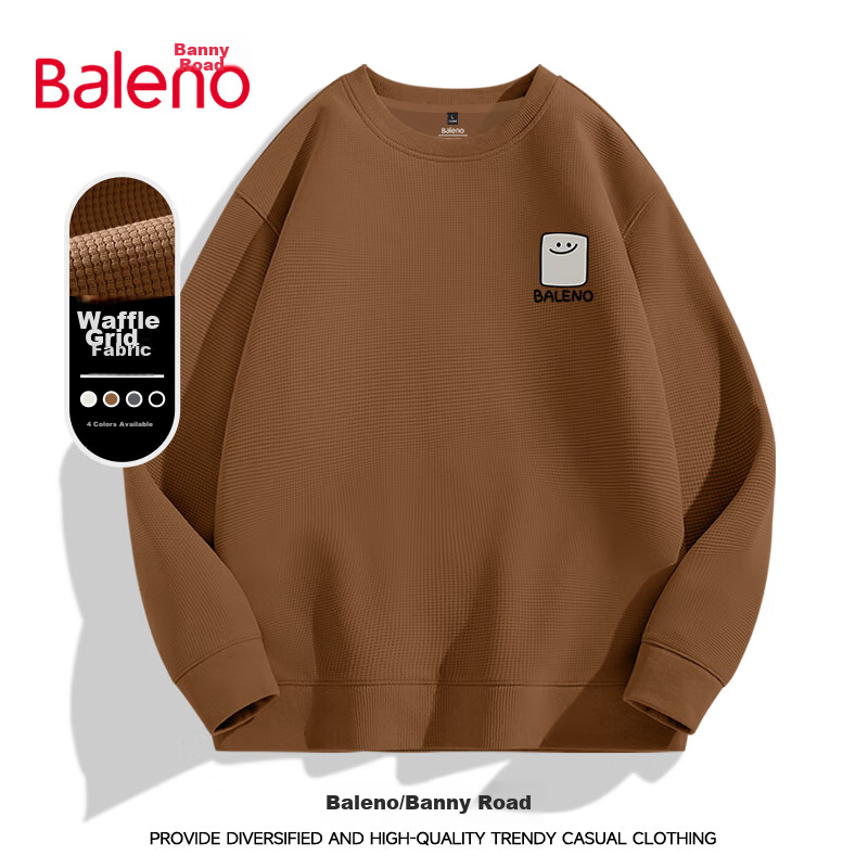 Baleno Sweatshirt for Men, Spring And Autumn Round Neck Pullover, Casual Men's Top, Heavyweight Waffle Knit Long-Sleeve Outerwear 19