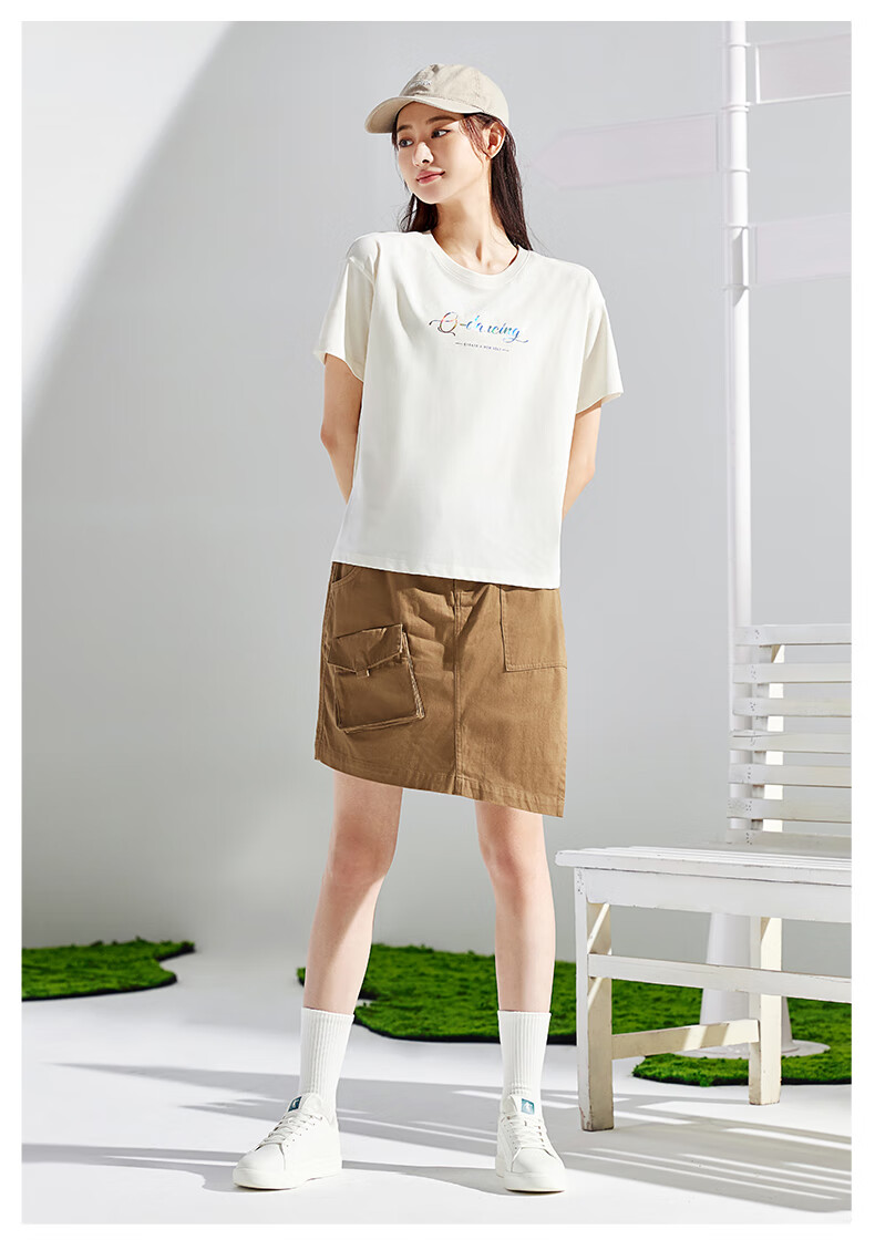 QIAODAN Women's Short-Sleeve T-Shirt, Breathable Summer Round Neck Cotton Sports Casual Tee Top for Wome 13