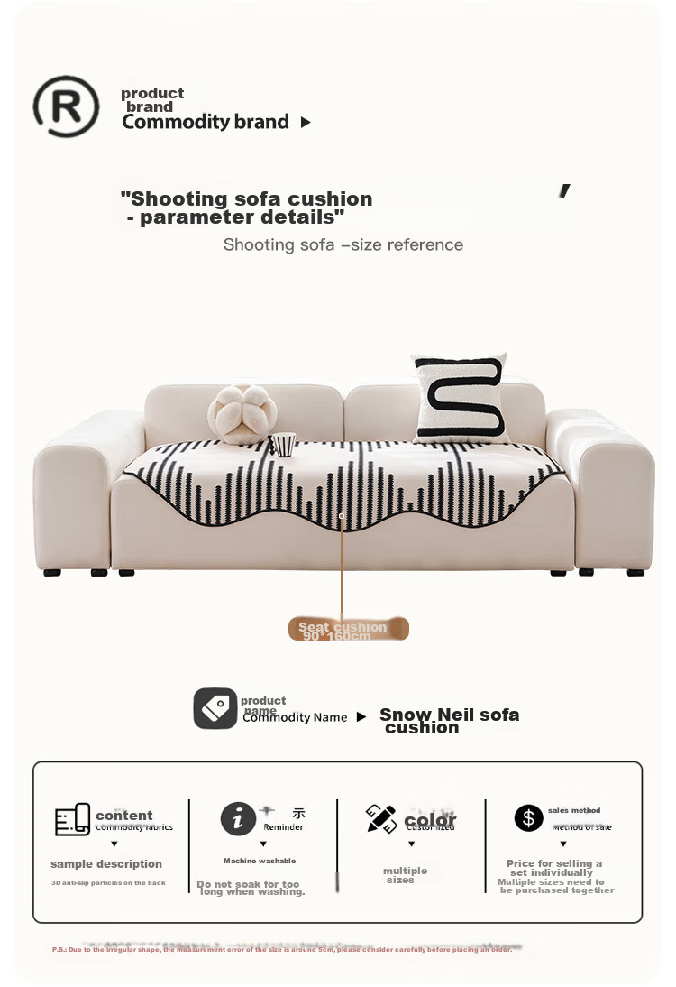AVIVI Irregular Sofa Cushion, All-Season Chenille Sofa Cover, Sofa Throw, Sofa Slipcover, 90*90, Shiyi 11