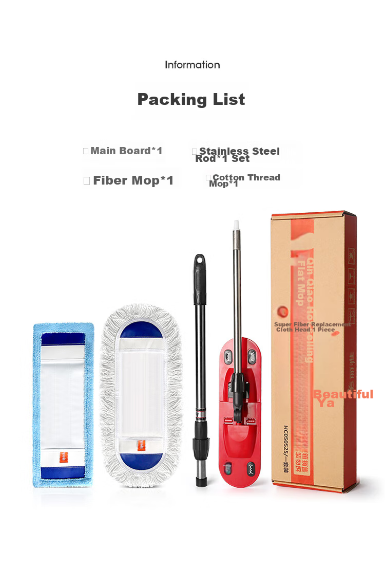 MARYYA Cotton Yarn Wrapped Flat Mop, 42cm Large Size, Dust Pusher, Wet And Dry Dual-Use, All-In Household Floor Cleaning Tool 6
