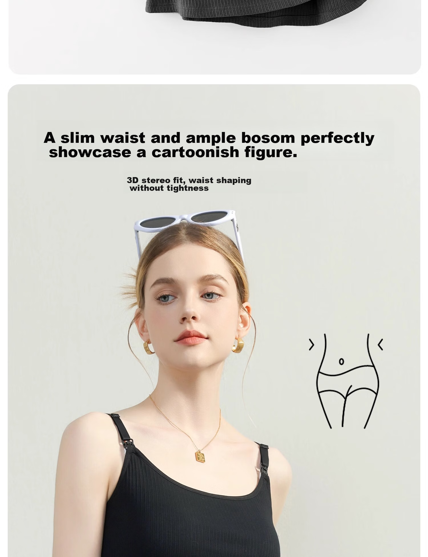 FENYE Fish Tail Nursing Camisole for Spring And Autumn Wear, Can Be Worn As Outerwear with Built-In Pads, No Bra Needed for Going Out Nursing Top, Black XL 6