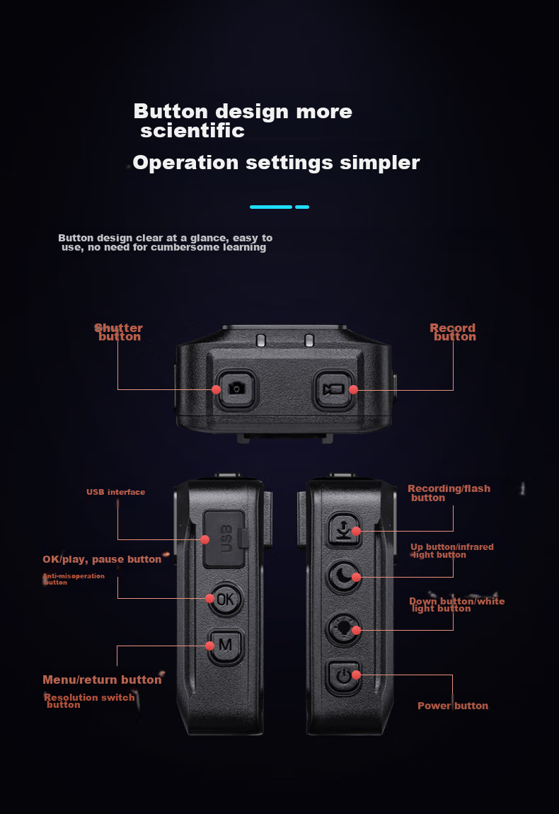 Aigo Body-Worn Camera, High-Definition Portable Recorder, Chest-Mounted Explosion-Proof Small Audio Recorder with Remote Control T5 32GB 10
