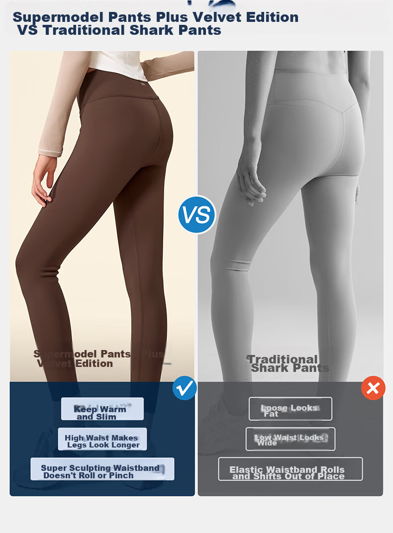 VFU Fleece-Lined Yoga Pants, Winter Warm Base Layer, Thick Windproof Sports Leggings, Ebony Brown, L 6