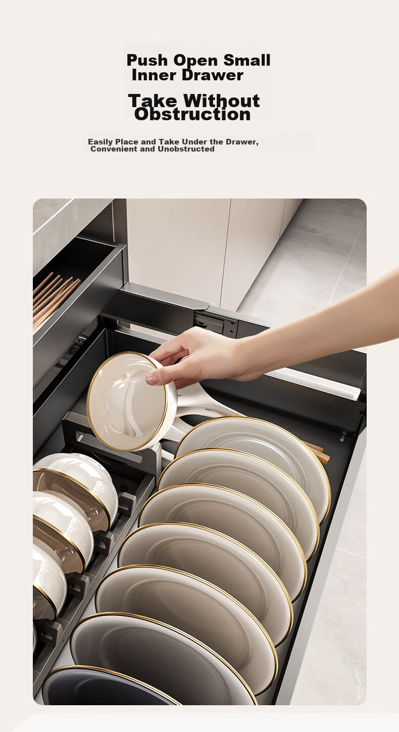 Cobbe Kitchen Pull-Out Basket, Upper And Lower Drawer Series, Three-Tier Space Aluminum Seasoning Bowl Rack Storage Shelf C01H244 Gun Gray 12