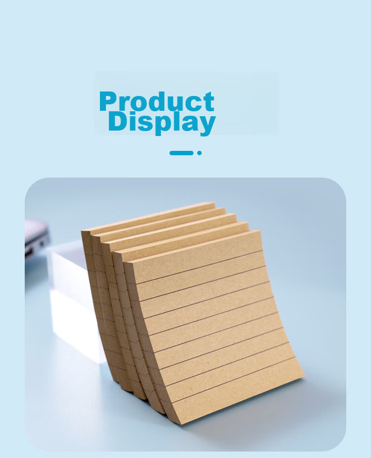 NVV Kraft Paper Sticky Notes, 400 Sheets in Total, Label Stickers, Adhesive Horizontal Lines, Memo Pad, Message Paper, Memo Pads, Office Supplies, Kraft Horizontal Striped Version, 5-Pack BL-11 12