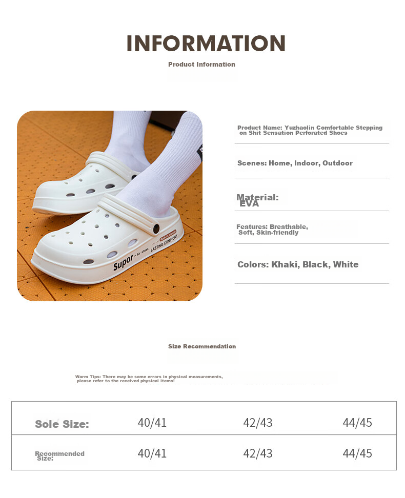 YUZHAOLIN Unisex Couple Beach Clogs Thick Sole Height Increasing Sandals Outdoor Wear YU918 White 4