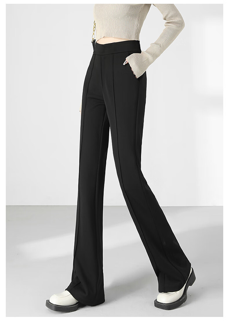 LangSha Women's Spring Thin High-Waist Slim Flared Trousers Casual Draped Long Pants 11
