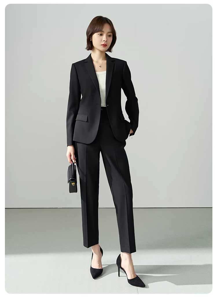 Miss Bird Lucky Series Black Professional Suit Set Women's Civil Service Interview Formal Commuter Elegant Blazer Set 10