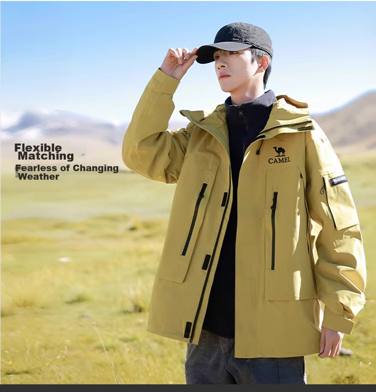 CAMEL Outdoor Jacket Three-In Unisex Coat, Heavy Rain-Resistant Waterproof Windproof Mountaineering Wear A34CA18673 11
