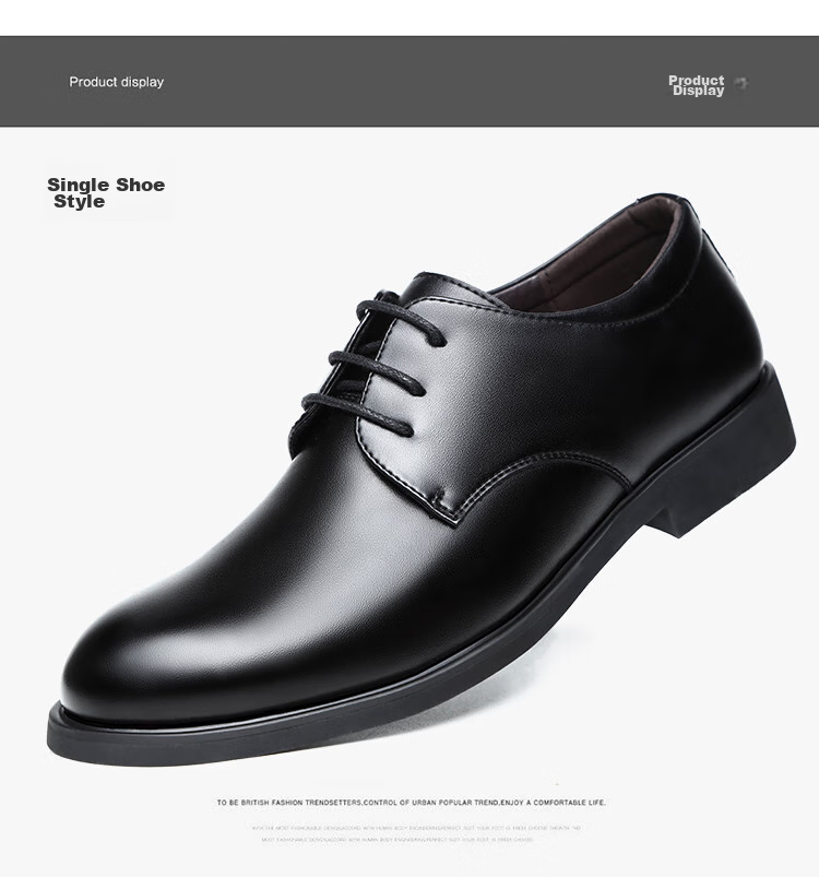 BEIOUTU Men's Lace-Up Formal Business Shoes, British Style Comfortable Work Commute Leather Shoes for Men, Size 178 Black, Size 39 19