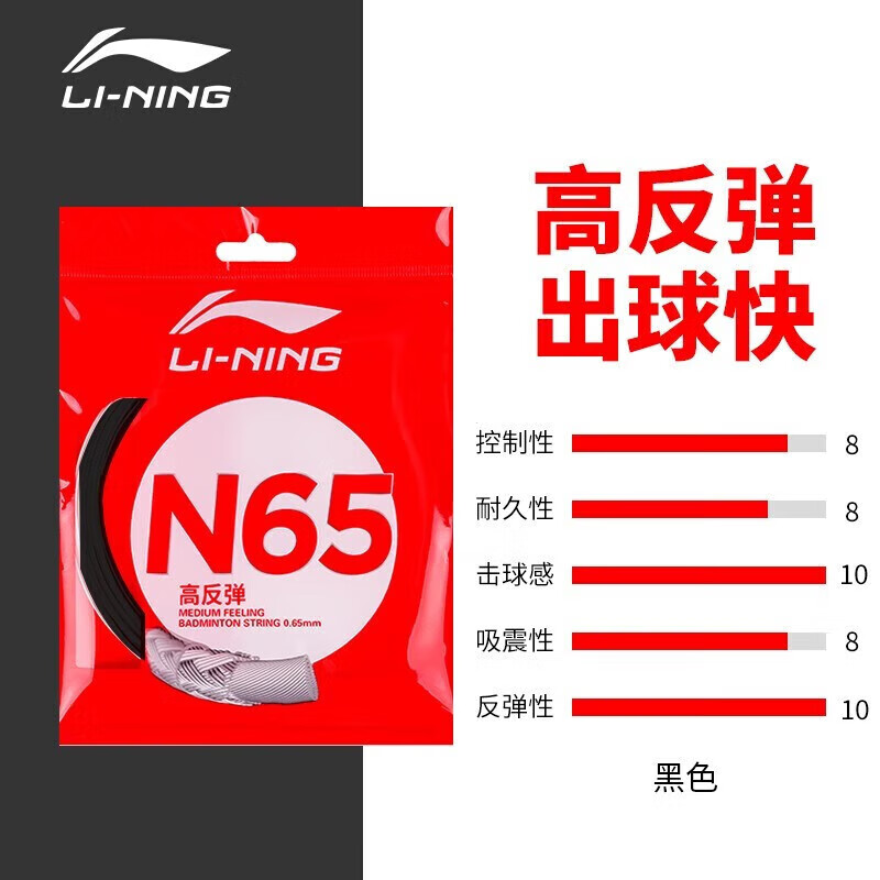 Li-Ning Badminton String N65 High Rebound Type Badminton String Specialized String with Crisp Hitting Sound, Charcoal Black Color 3