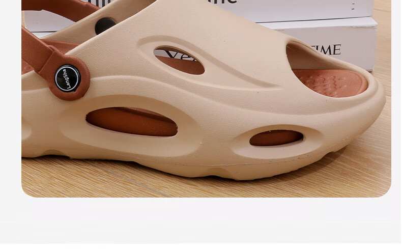 LangSha Men's Perforated Sandals, Outdoor Driving Sandals, Thick-Soled Non-Slip Slippers with Comfortable Feel for Beach Wear 34