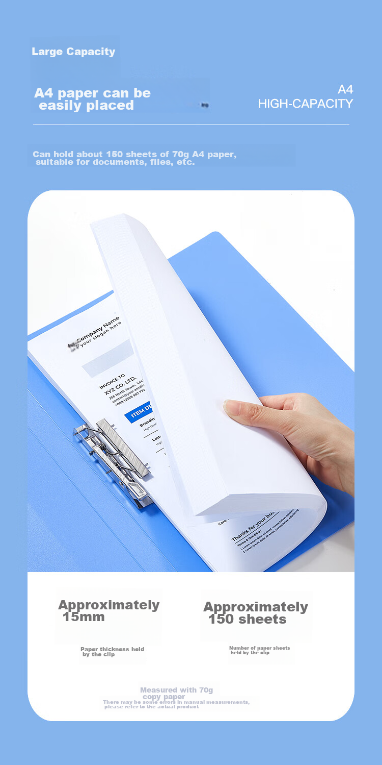 COMIX A4 File Folder, Double Strong Clips, Document Folder, Blue, for Bundling/Group Buying, AB600A-W 4