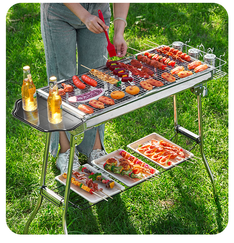 Suncojia , Outdoor Stainless Steel Barbecue Grill, Portable Foldable Barbecue Rack, Charcoal Grill, Carbon Grill, Meat Roasting Rack 12