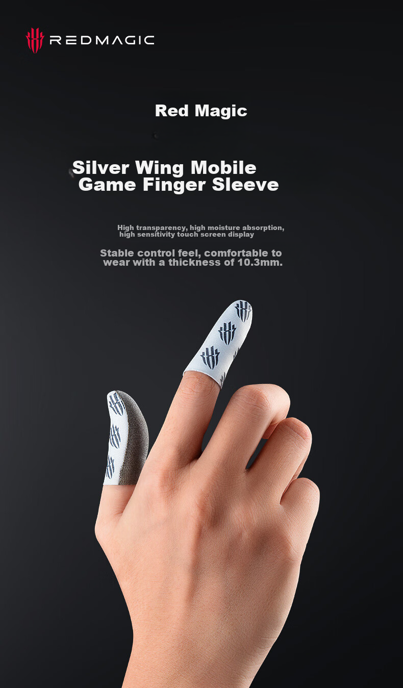 Nubiyahongmo Gaming Finger Sleeves, Silver Fabric Version, Ultra-Thin, Non-Slip, Sweat-Resistant, Esports Gaming Accessory for Mobile Phones And Tablets, for Honor of Kings And PUBG, One Pair, Suitable for Red Magic 9 Pro/9 Pro+ 2