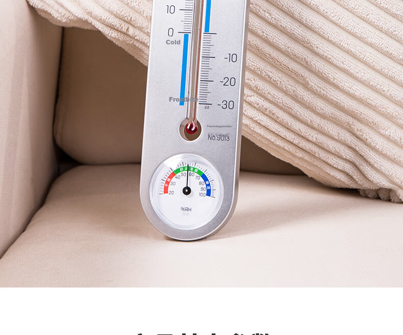 Deli Classic Wall-Mounted Thermometer, Home Indoor Temperature Gauge, Battery-Free Thermometer And Hygrometer, Silver, 9013 1