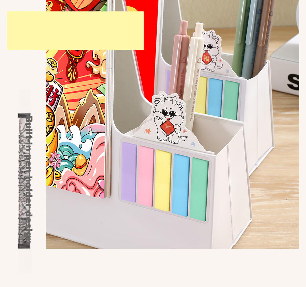 Longe 2026 Multifunctional Pen Holder Calendar with Large Grid, Writing Pad, Horse Year Calendar, Desktop Ornament, Table Calendar, Customizable 8