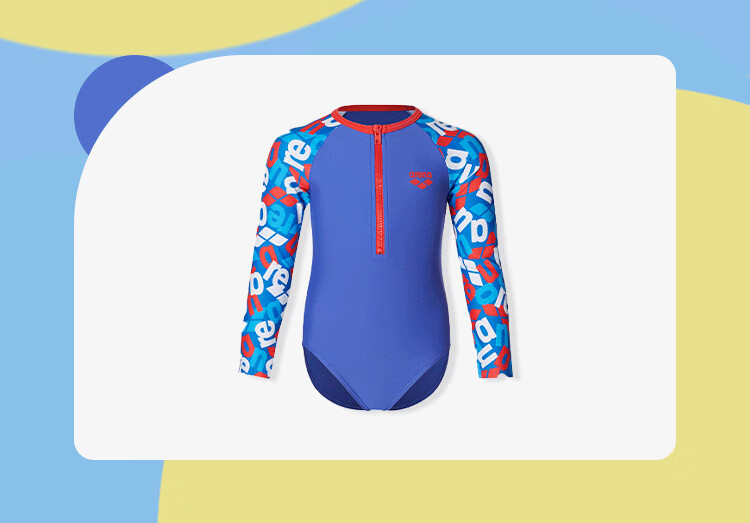 Arena Children's Swimsuit, Girls' Triangle Long-Sleeve One-Piece Swimwear, Sun Protection, Quick-Drying, Comfortable, Breathable, for Hot Springs, Vacation, And Training 3