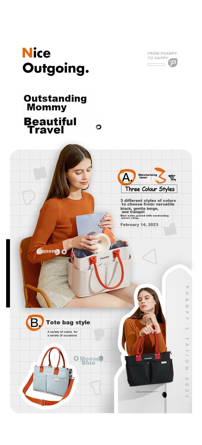 Xiaoyaxiang Mommy Bag Large Capacity Shoulder Crossbody Handheld Mom Bag Baby Outdoor Lightweight Maternity Bag (Yiqiu) 2
