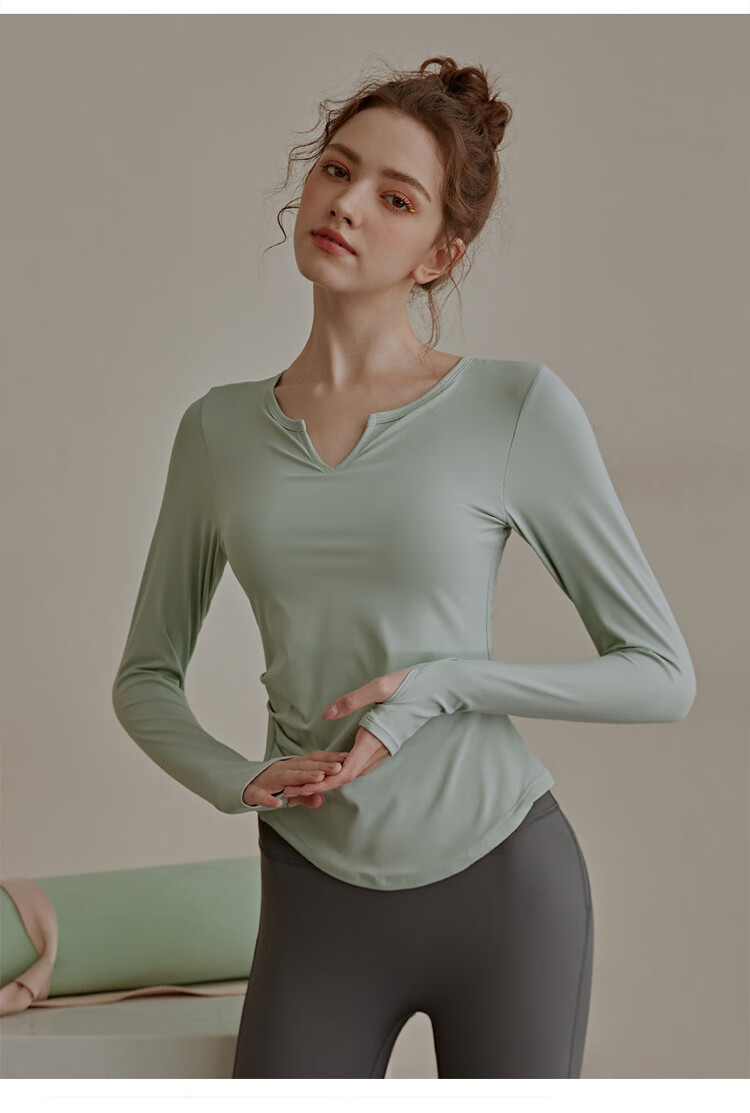 XUEXIMAN Yoga Top for Women with Built-In Bra Pads, Slim-Fit, Slimming, Spring And Autumn Sports Top, Long-Sleeve T-Shirt, Professional Running And Fitness Wear 11