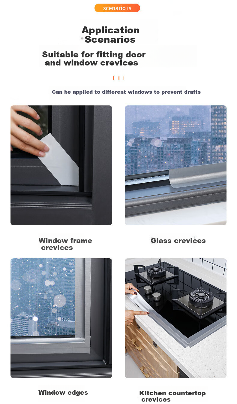 Jinlongxing Window Sealing Strip, Windproof And Warm, Gray, 10 Meters, Door And Window Gap Tape, Window Sealing Rubber Strip, Gray 6