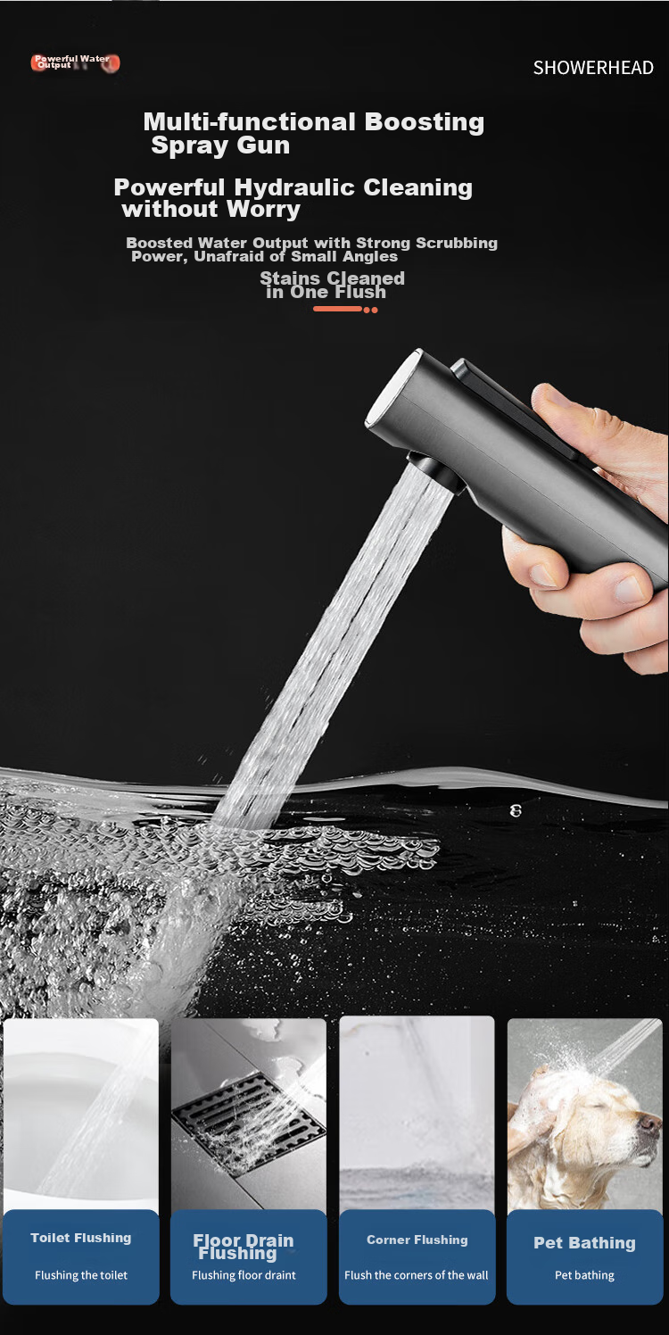 BSITN Shower Head Set, Bathroom Pressure-Increasing Shower Head Complete Set, Piano Key Bathroom Shower Head Gun, Gray B106 11