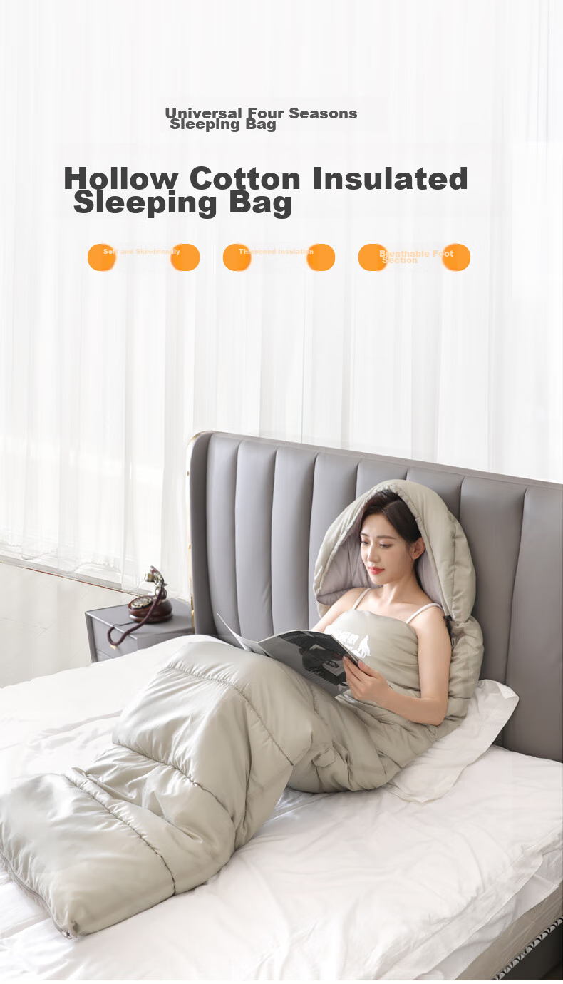 BeiJiLang Crystal Fleece Sleeping Bag Thickened Autumn Winter Outdoor Camping Car Nap Anti-Kick Warm Single Sleeping Bag Cold Resistant Quilt 1