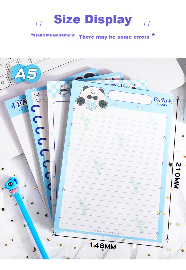 DiLe B5 Grid Notebook Paper, Lined Notepad for Students' Chinese Practice, Long Strip Memo Pad, Tear-Off Notebook, 50 Sheets/Book, BC23-1080 Grid Style 6