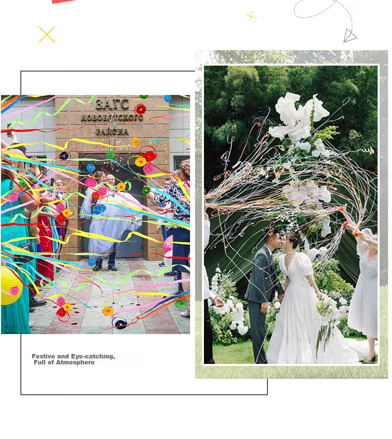 Hunlianqingcheng Hand-Tossed Ribbon Confetti, Spider Silk Wedding Birthday Party Proposal Decoration Streamers Colorful Bouquet Props, 5 Pieces 3