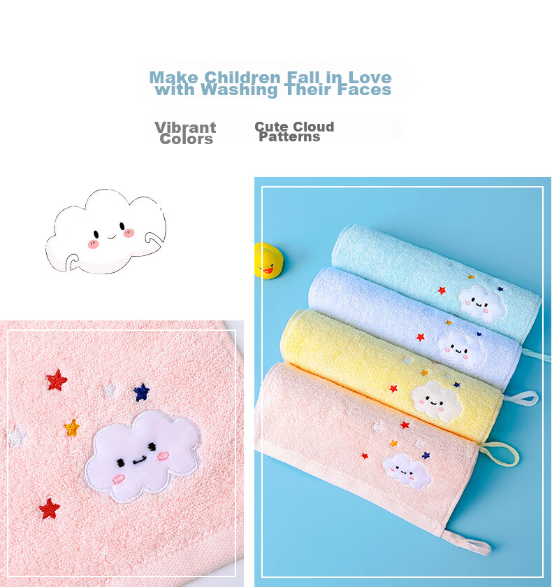 Grace 7A Grade Children's Pure Cotton Antibacterial Square Towel, 3-Pack, Baby Pure Cotton Drool Bib, Face Towel, 34*34cm 14