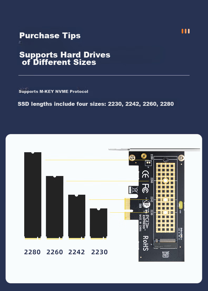 EB-LINK PCIe 4.0 X1 to M2 Expansion Card, Full-Speed Single-Port M.2 Interface, NVMe Adapter Card, SSD Solid State Drive 7