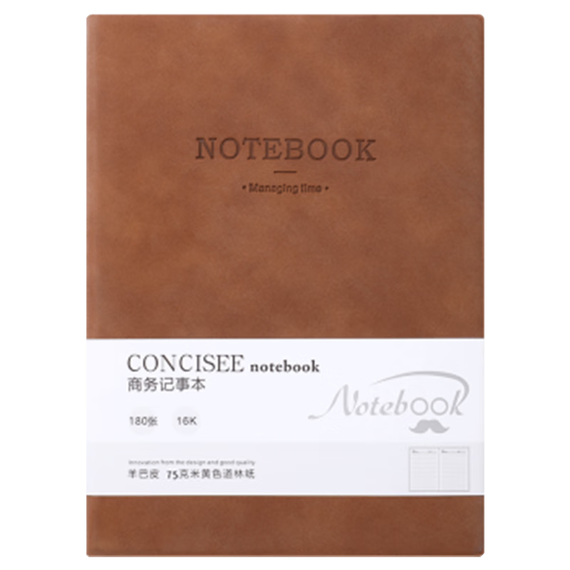 Faramon B5 Notebook 360 Pages Thickened Leather Cover Vintage Business Diary Meeting Notes Brown
