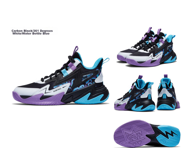 361° Hanjiang Children's Basketball Shoes, Size 25, All-Season Youth Practical Training, Hard-Wearing Basketball Shoes, Blue, Size 38 13