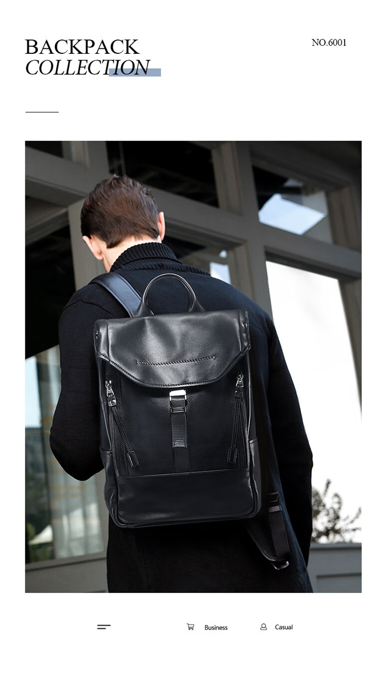 BVP Genuine Leather Backpack for Men, Top-Grain Cowhide Business Bag, British Style Fashion Laptop Bag, Birthday Gift 14