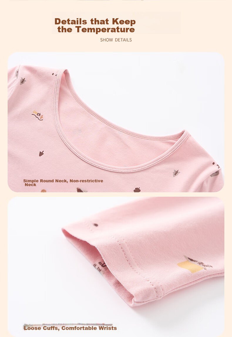Fenteng Women's Autumn And Winter Thermal Underwear Set, Slim-Fit Base Layer for Middle And High School Students, Warm Inner Wear, New Style 9