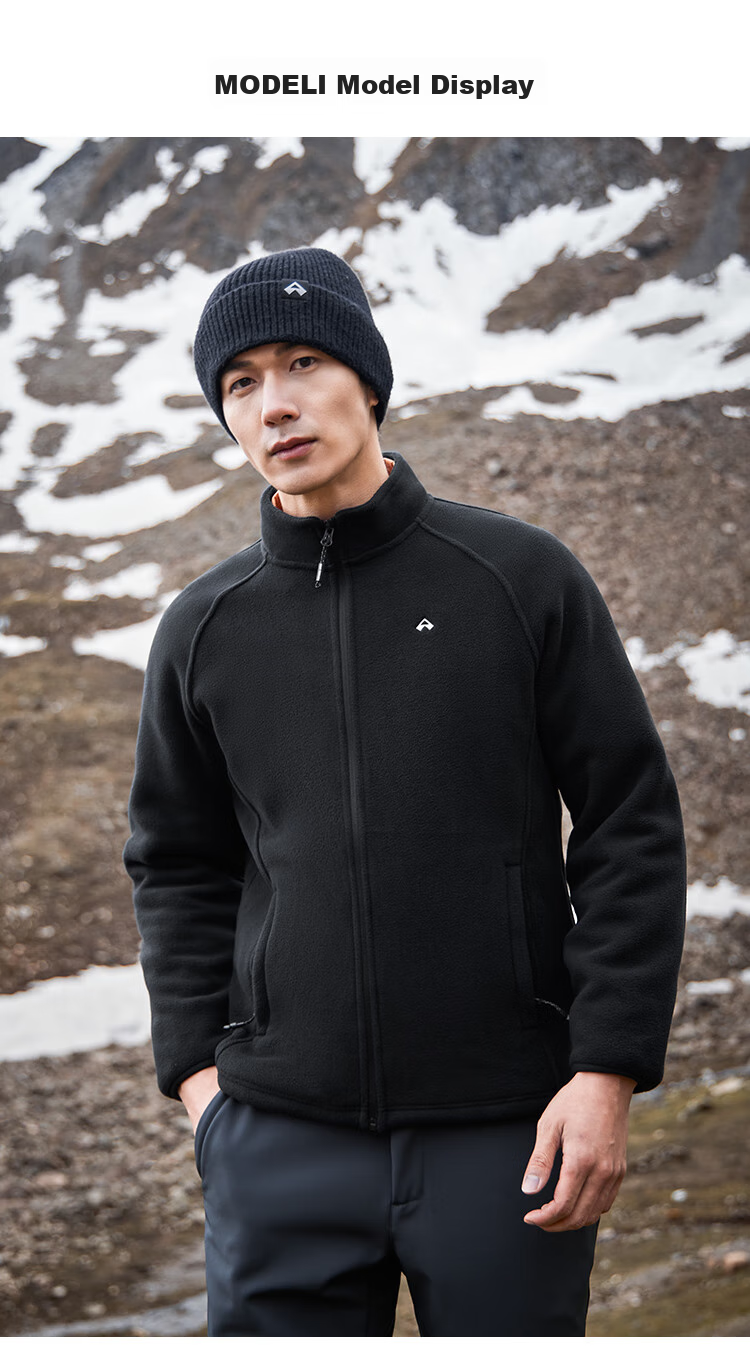 Pioneer Camp Fleece Jacket for Men, Autumn And Winter Sherpa Fleece Coat, Thickened Stand Collar Outdoor Sports Hiking Warm Outerwear 11