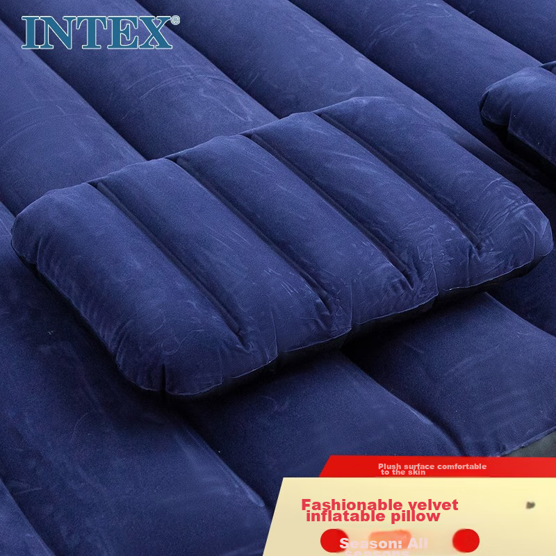 INTEX Inflatable Pillow, Flocked Travel Pillow, Outdoor Pillow, I-Shaped Striped Nap Pillow, 68672