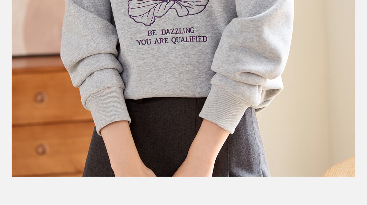 PinCai Elegant Floral Print Crewneck Sweatshirt Casual Versatile Outerwear P143W1008 15