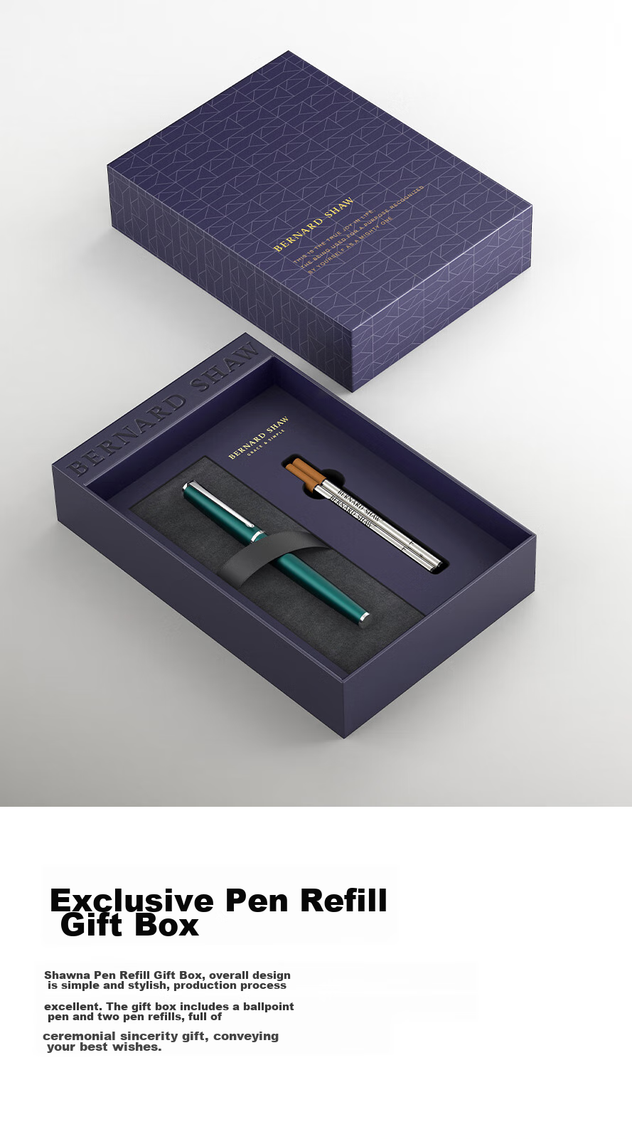 Bernard Shaw Mid-Autumn Festival And National Day Gift Ballpoint Pen High-End Luxury [Starry] Pine Green Premium Refill Gift Box Set for High-End Business Office Me 11