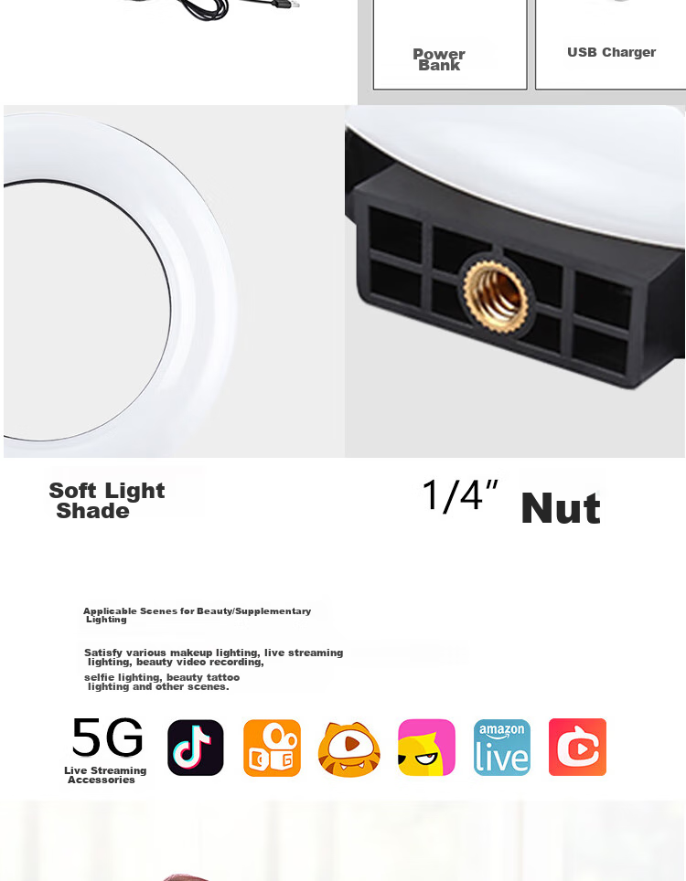 Pangniu 12cm White Light Single Color Temperature Ring Fill Light PU505B, Live Streaming Fill Light, Photography Continuous Light, Photography And Photo-Taking Light, LED Fill Light, Douyin Live Streaming Equipment 6