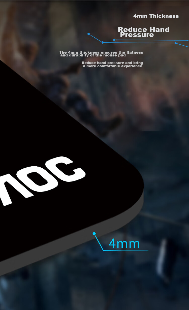 AOC Full-Property Series Gaming Mouse Pad, Medium And Small Sizes, 350*300*4mm, Thickened with Locked Edges, Office Keyboard Computer Desk Pad, M131/93BOOM Black 5