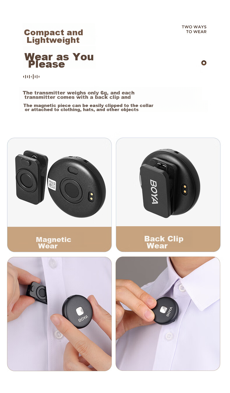 BOYA Omic Button Microphone, Wireless Lavalier Microphone, One-To, for Mobile Phone, Outdoor Live Streaming, Vlog, Short Video, Noise Reduction, Wireless Sound Pickup Microphone, Type-C Versio 17